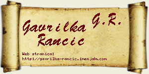 Gavrilka Rančić vizit kartica